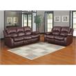 Lexicon Cranley Traditional Faux Leather Double Reclining Sofa in Brown