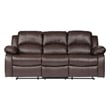 Lexicon Cranley Traditional Faux Leather Double Reclining Sofa in Brown