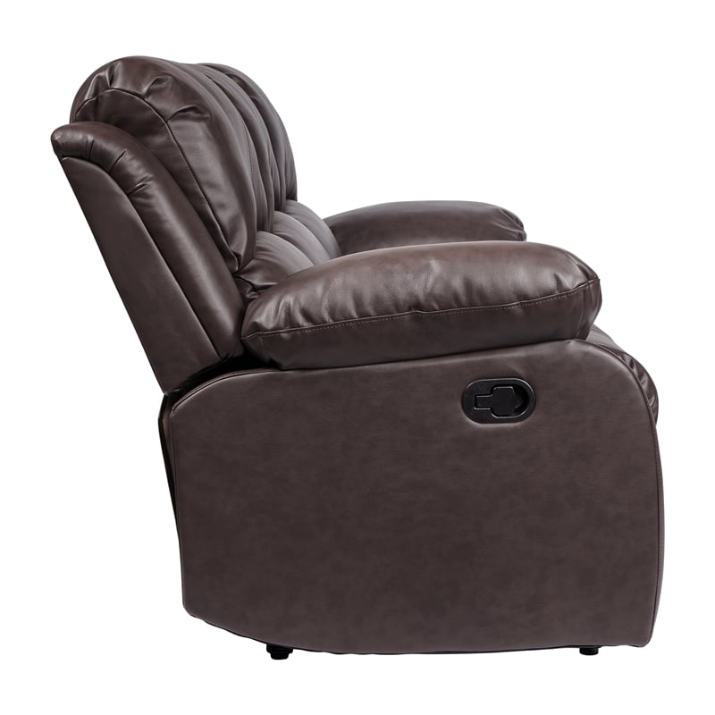 Lexicon Cranley Traditional Faux Leather Double Reclining Sofa in Brown