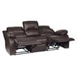 Lexicon Cranley Traditional Faux Leather Double Reclining Sofa in Brown