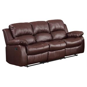 Lexicon Cranley Traditional Faux Leather Double Reclining Sofa in Brown