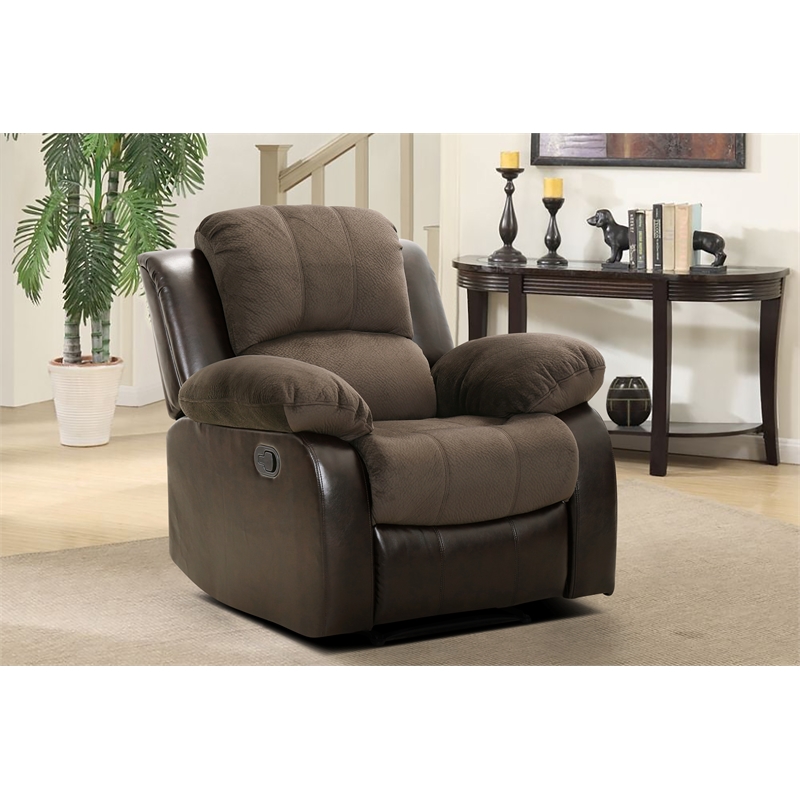 lexicon cranley traditional microfiber reclining chair in chocolate