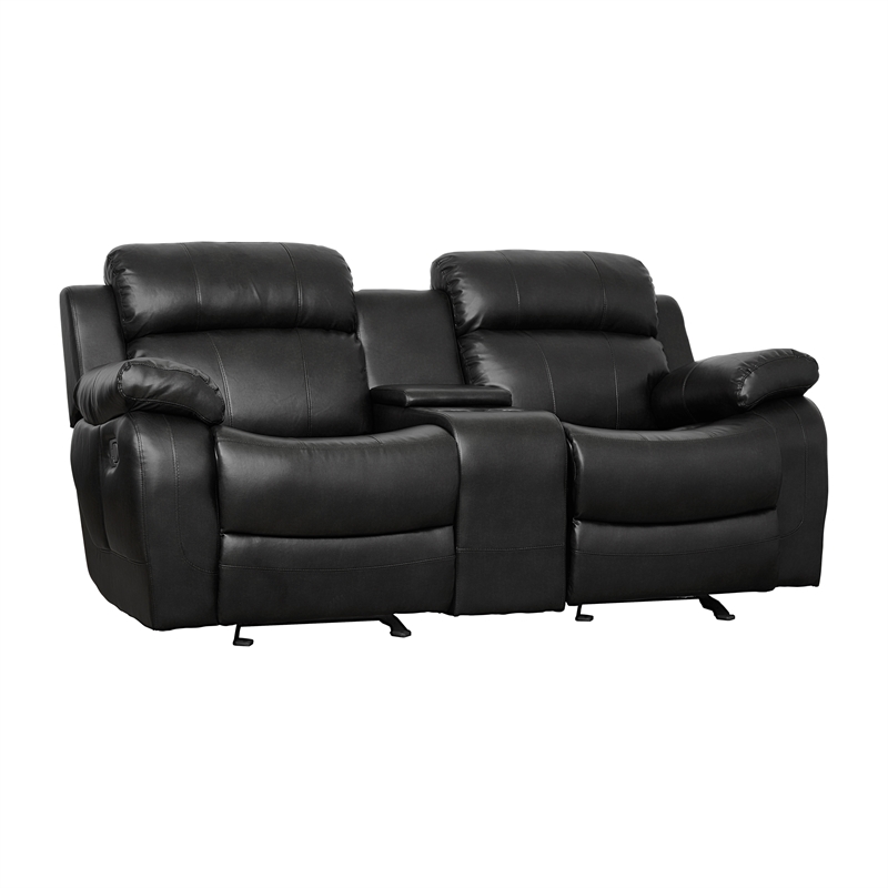 Lexicon Marille Double Glider Reclining Loveseat with Center Console in Black