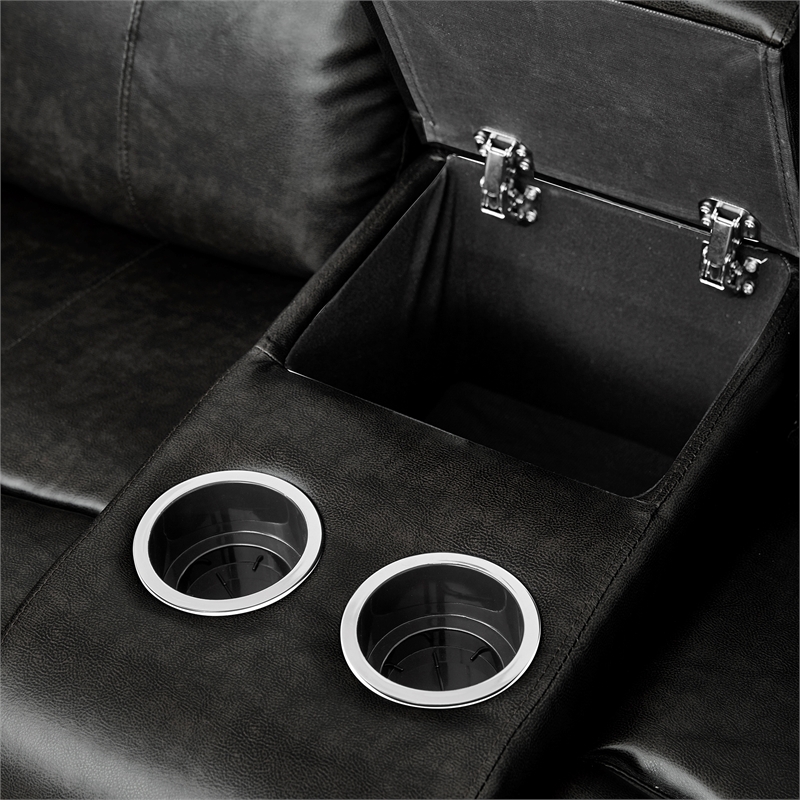 Lexicon Marille Double Glider Reclining Loveseat with Center Console in Black