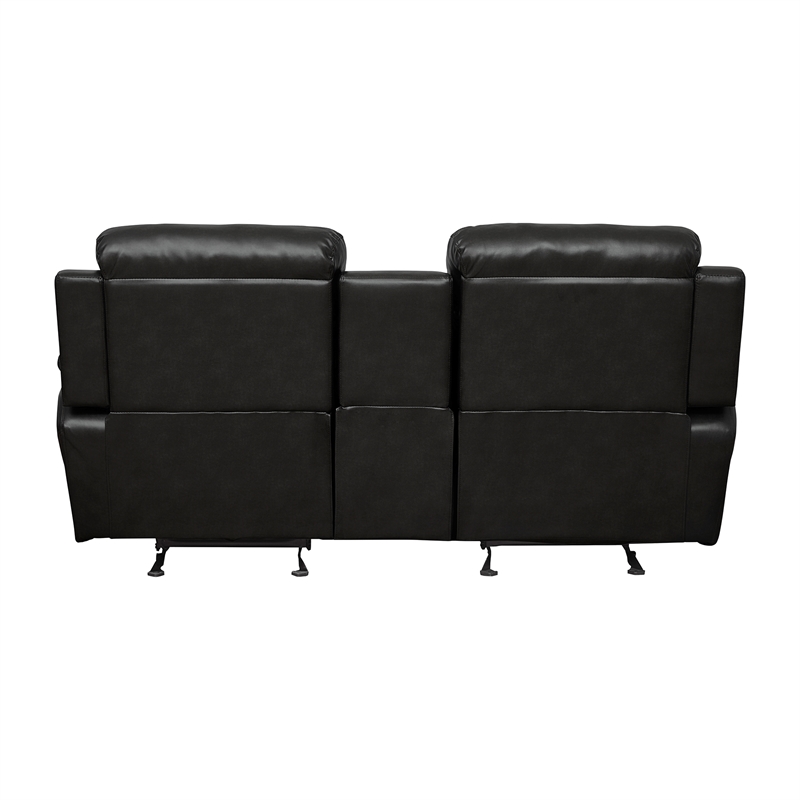 Lexicon Marille Double Glider Reclining Loveseat with Center Console in Black