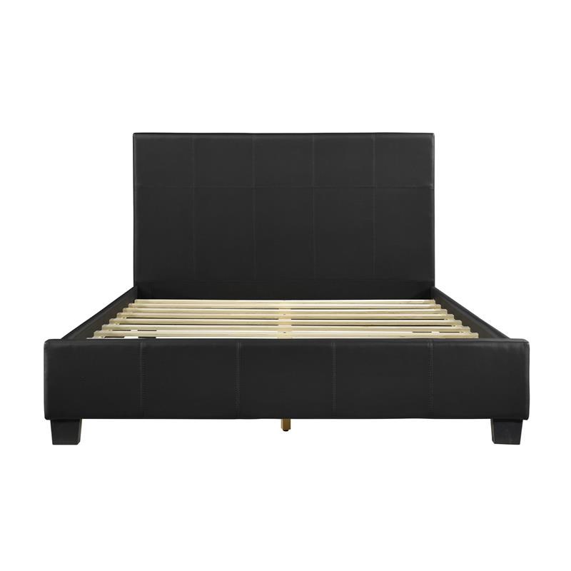 Lexicon Lorenzi Contemporary Wood and Faux Leather Eastern King Bed in Black