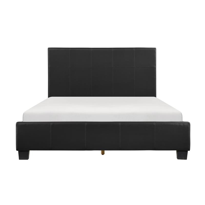 Lexicon Lorenzi Contemporary Wood and Faux Leather Eastern King Bed in Black