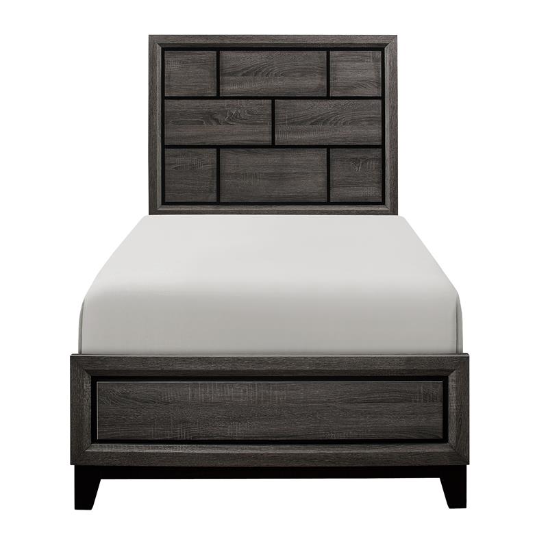 Lexicon Davi Modern Wood Grain on Melamine Veneer Twin Bed in Gray