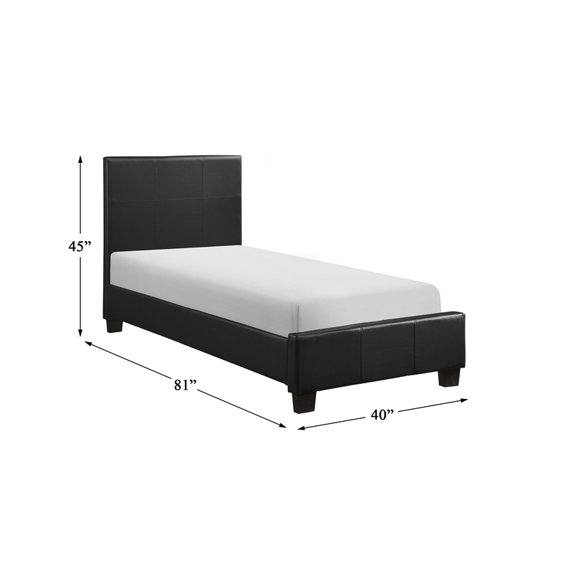 Lexicon Lorenzi Contemporary Wood and Faux Leather Twin Bed in Black