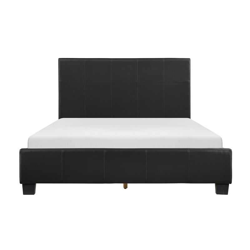 Lexicon Lorenzi Contemporary Wood and Faux Leather Queen Bed in Black