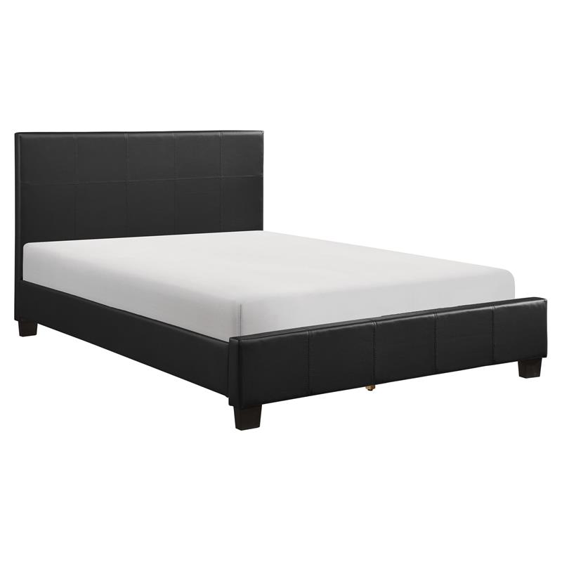 Lexicon Lorenzi Contemporary Wood and Faux Leather Queen Bed in Black