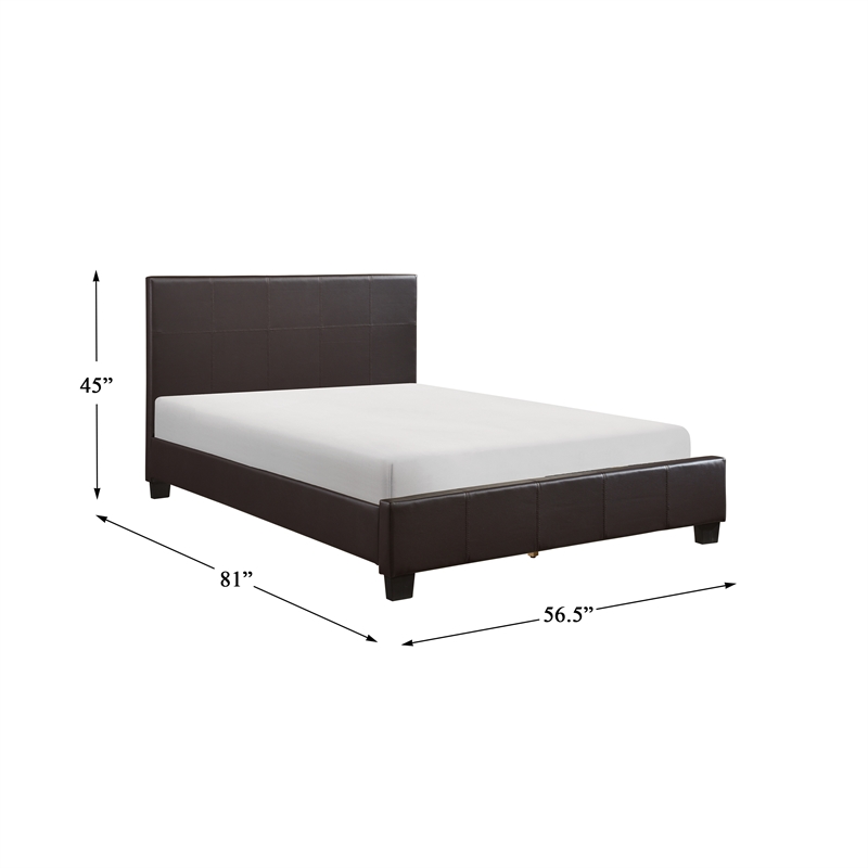 Lexicon Lorenzi Contemporary Wood and Faux Leather Full Bed in Dark Brown
