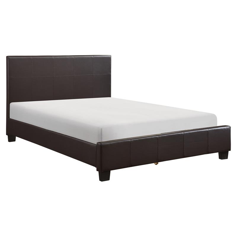 Lexicon Lorenzi Contemporary Wood and Faux Leather Full Bed in Dark Brown