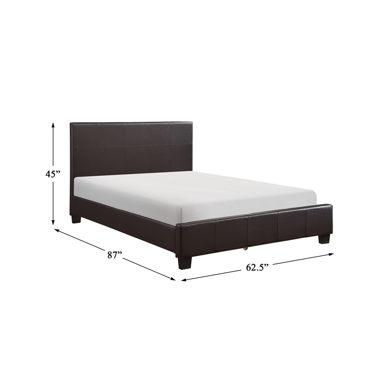 Lexicon Lorenzi Contemporary Wood and Faux Leather Queen Bed in Dark Brown