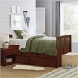 Lexicon Rowe Wood Twin Bed with 2 Drawer Trundle Bed in Dark Cherry
