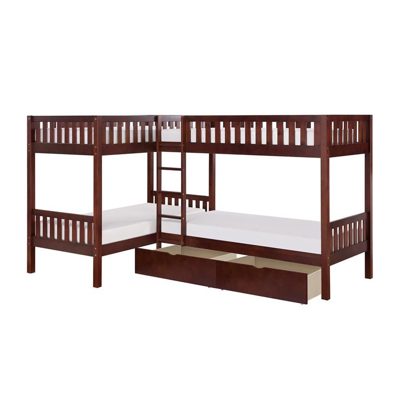 Lexicon Rowe Transitional Wood Corner, Corner Bunk Beds With Storage