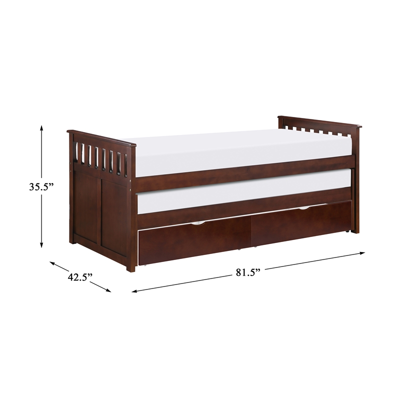 Lexicon Rowe Transitional Wood Twin/Twin Bed with Storage Boxes in Dark Cherry