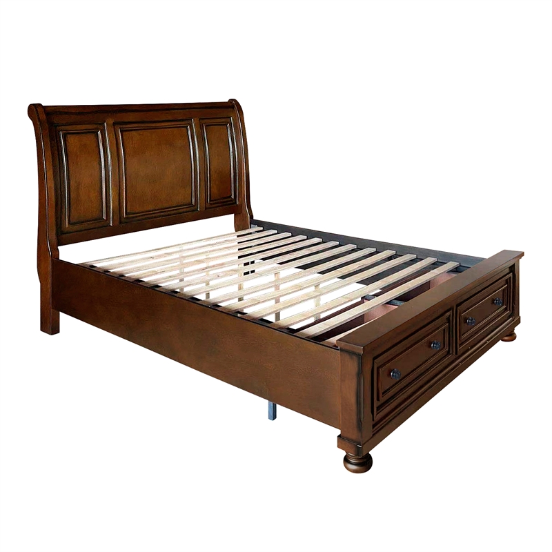 Lexicon Cumberland 2 Drawers Wood California King Sleigh Bed in Brown Cherry