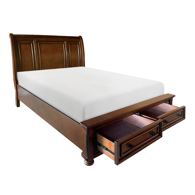 Lexicon Cumberland 2 Drawers Wood Eastern King Sleigh Bed in Brown Cherry