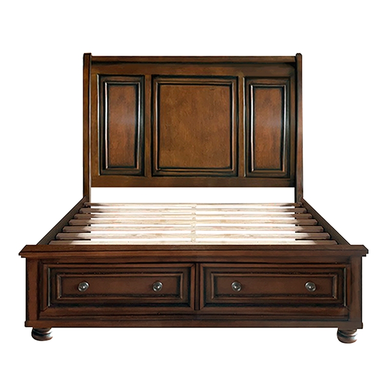 Lexicon Cumberland 2 Drawers Wood Eastern King Sleigh Bed in Brown Cherry