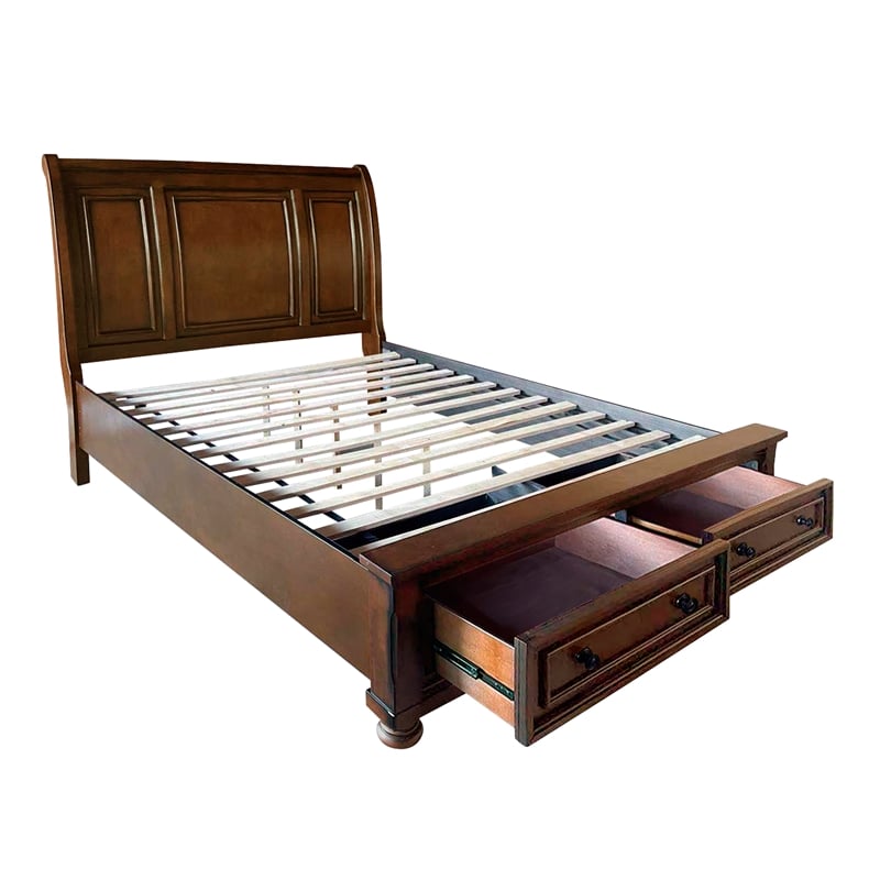Lexicon Cumberland 2 Drawers Wood Full Sleigh Platform Bed in Brown Cherry