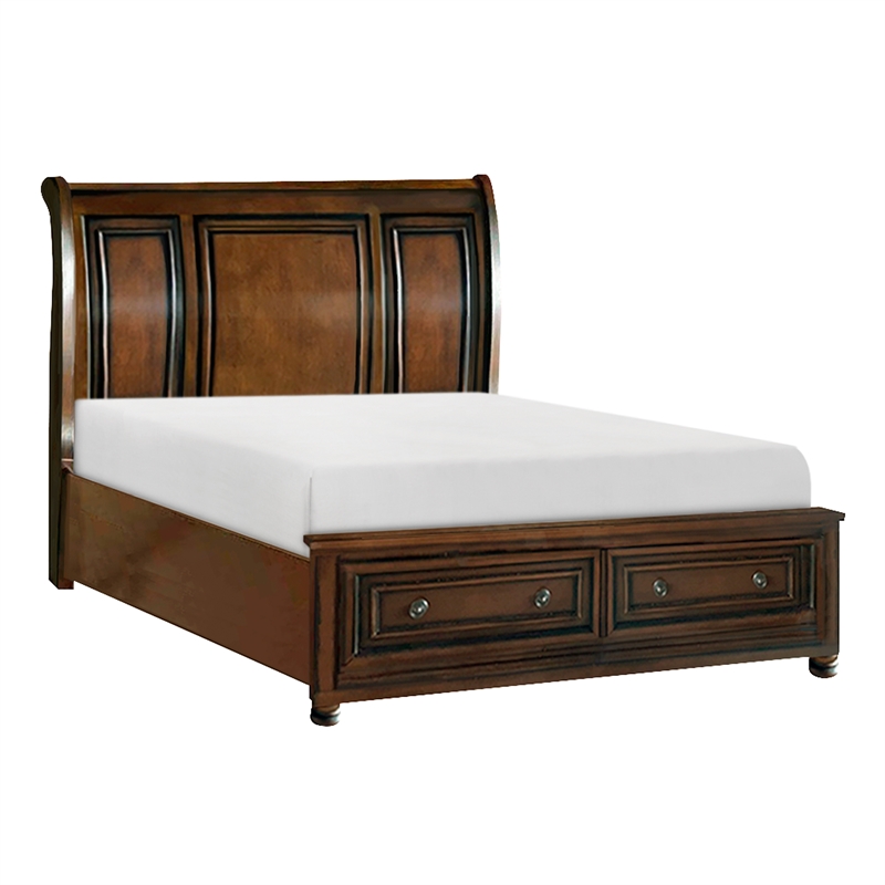 Lexicon Cumberland 2 Drawers Wood Full Sleigh Platform Bed in Brown Cherry