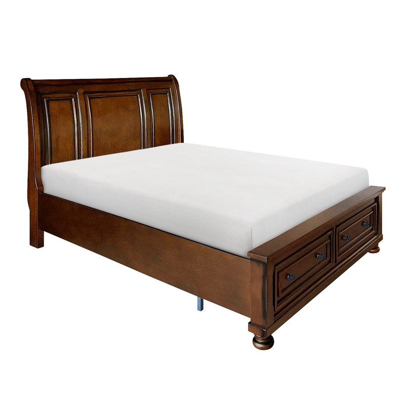 Lexicon Cumberland 2 Drawers Wood Full Sleigh Platform Bed in Brown Cherry