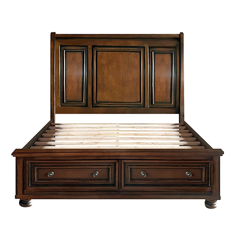 Lexicon Cumberland 2 Drawers Wood Full Sleigh Platform Bed in Brown Cherry