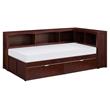Lexicon Rowe Wood Twin Bookcase Corner Bed with Storage Boxes in Dark Cherry
