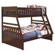 Lexicon Rowe Transitional Wood Twin over Full Bunk Bed in Dark Cherry