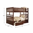 Lexicon Rowe Wood Full over Full Bunk Bed with Storage Boxes in Dark Cherry