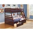 Lexicon Rowe Wood Twin over Full Bunk Bed with Storage Boxes in Dark Cherry