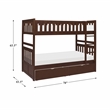 Lexicon Rowe Wood Twin over Twin Bunk Bed with Storage Boxes in Dark Cherry