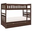 Lexicon Rowe Wood Twin over Twin Bunk Bed with Storage Boxes in Dark Cherry