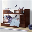 Lexicon Rowe Reversible Step Storage Wood Bunk Bed with Trundle Bed in Cherry