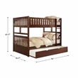 Lexicon Rowe Wood Full over Full Bunk Bed with Trundle Bed in Dark Cherry
