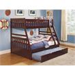 Lexicon Rowe Wood Twin over Full Bunk Bed with Trundle Bed in Dark Cherry