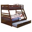 Lexicon Rowe Wood Twin over Full Bunk Bed with Trundle Bed in Dark Cherry