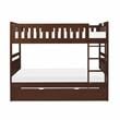 Lexicon Rowe Wood Twin over Twin Bunk Bed with Trundle Bed in Dark Cherry