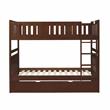 Lexicon Rowe Wood Twin over Twin Bunk Bed with Trundle Bed in Dark Cherry