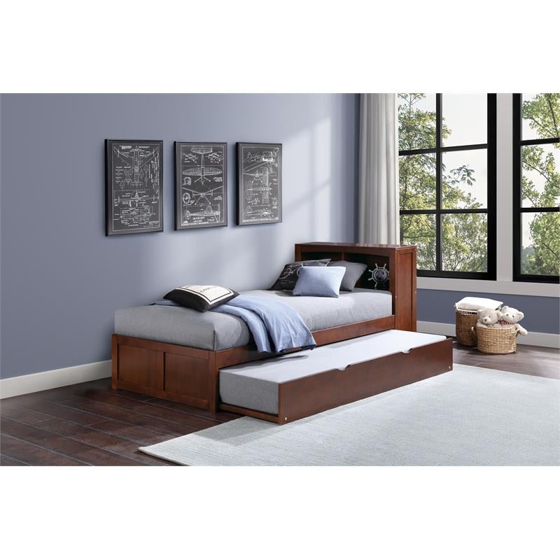 Lexicon Rowe Wood Twin Bookcase Bed with Twin Trundle in Dark Cherry