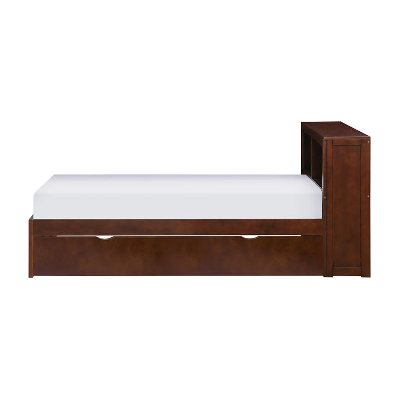 Lexicon Rowe Wood Twin Bookcase Bed with Twin Trundle in Dark Cherry