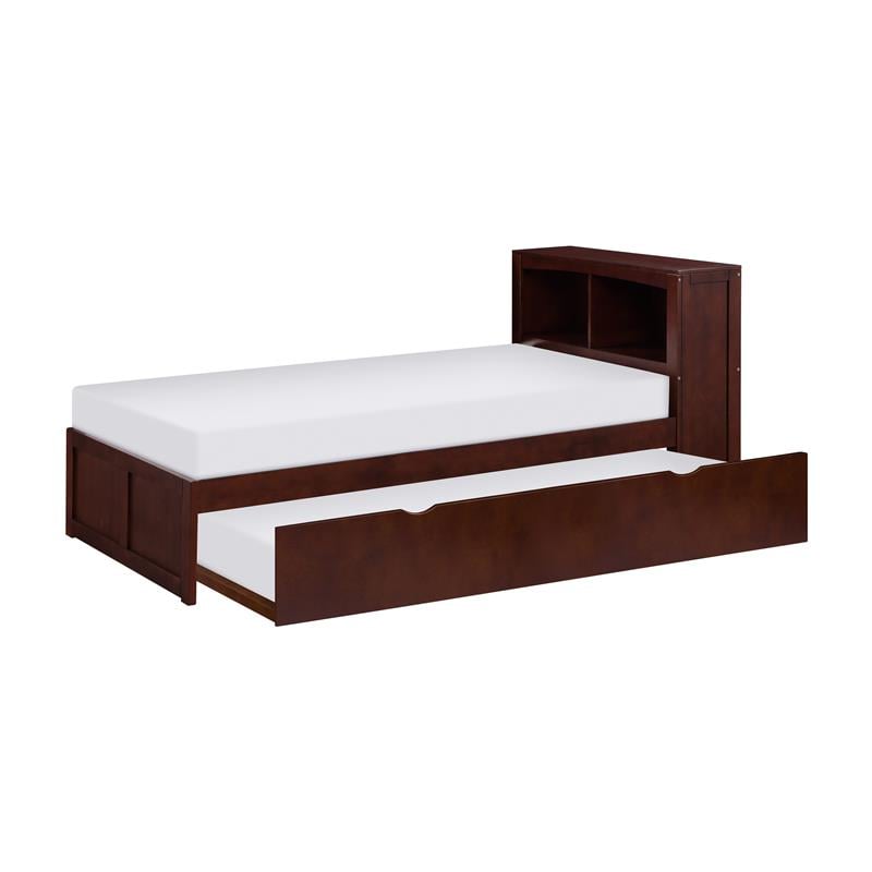 Lexicon Rowe Wood Twin Bookcase Bed with Twin Trundle in Dark Cherry