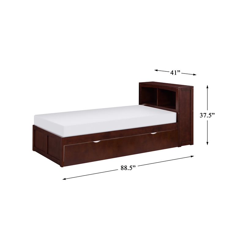 Lexicon Rowe Wood Twin Bookcase Bed with Twin Trundle in Dark Cherry