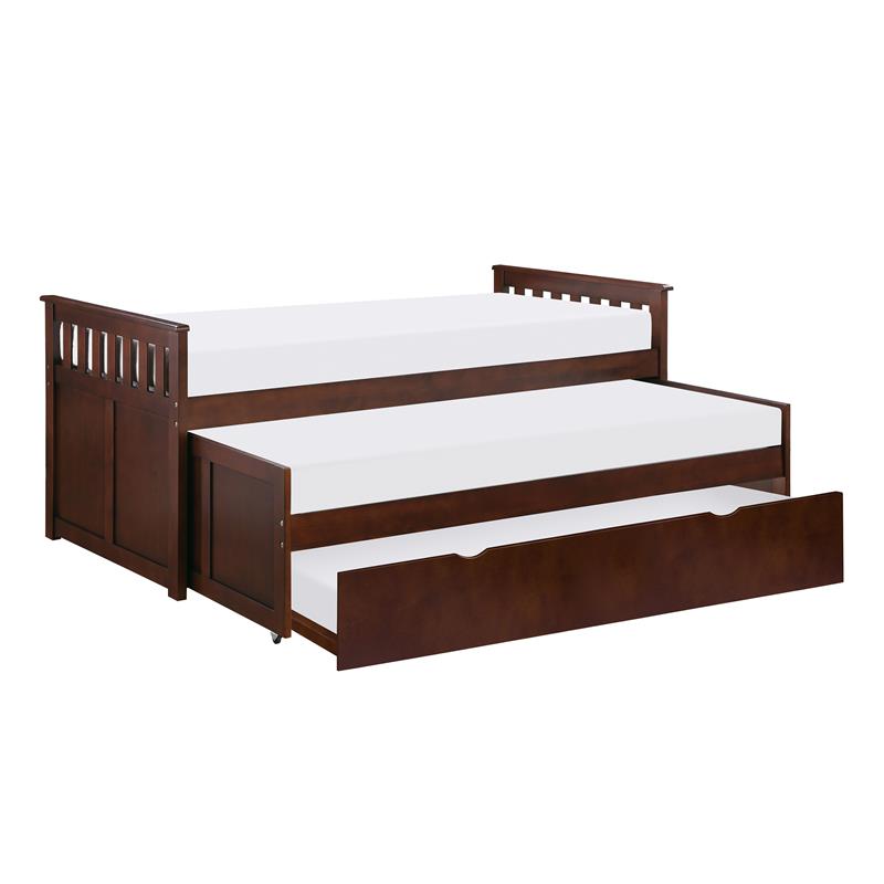 Lexicon Rowe Transitional Wood Twin/ Twin Bed with Twin Trundle in Dark Cherry