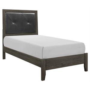 lexicon edina contemporary wood and faux leather twin bed in dark gray/black