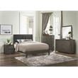 Lexicon Edina Contemporary Wood and Faux Leather Full Bed in Dark Gray/Black