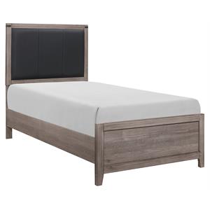lexicon woodrow contemporary upholstery headboard wood bed in gray/black