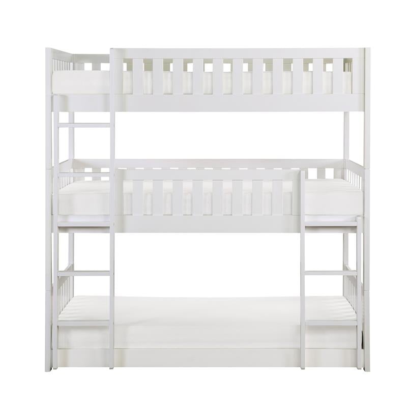 Lexicon Galen Transitional Wood Triple Twin Bunk Bed in White