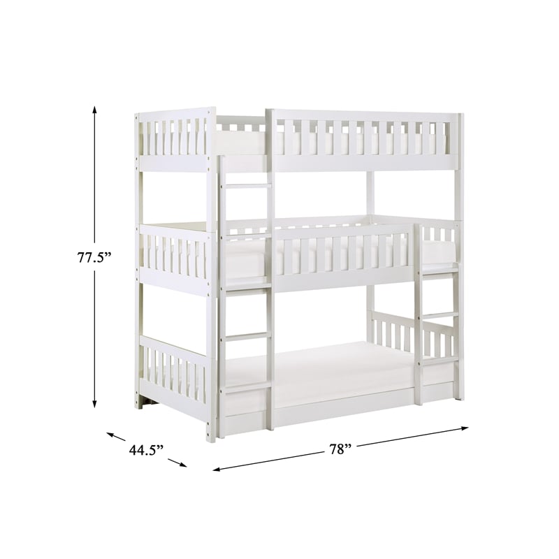 Lexicon Galen Transitional Wood Triple Twin Bunk Bed in White